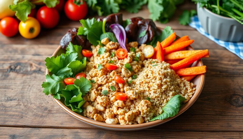 balanced plate with organic food